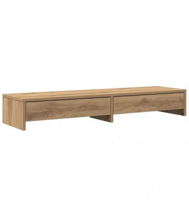 vidaXL Monitor Stand with Drawers Artisian Oak 100x27x15 cm Engineered Wood — Size: 100 x 27 x 15 cm