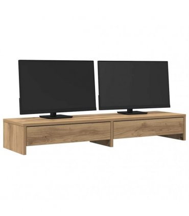 vidaXL Monitor Stand with Drawers Artisian Oak 100x27x15 cm Engineered Wood — Size: 100 x 27 x 15 cm