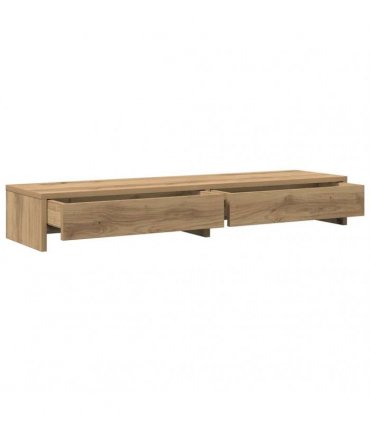 vidaXL Monitor Stand with Drawers Artisian Oak 100x27x15 cm Engineered Wood — Size: 100 x 27 x 15 cm