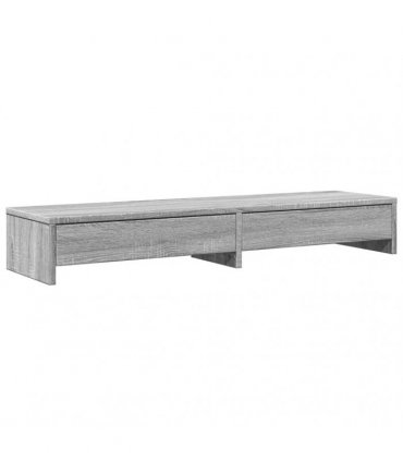 vidaXL Monitor Stand with Drawers Grey Sonoma 100x27x15 cm Engineered Wood — Size: 100 x 27 x 15 cm