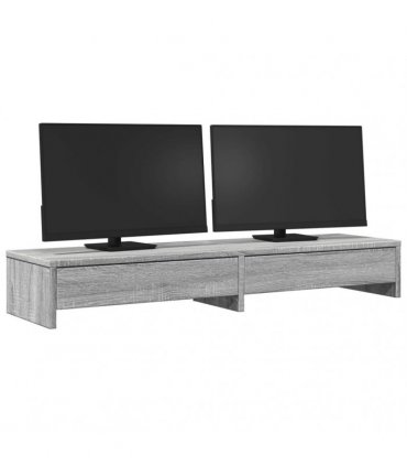 vidaXL Monitor Stand with Drawers Grey Sonoma 100x27x15 cm Engineered Wood — Size: 100 x 27 x 15 cm