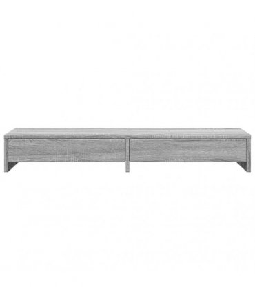 vidaXL Monitor Stand with Drawers Grey Sonoma 100x27x15 cm Engineered Wood — Size: 100 x 27 x 15 cm
