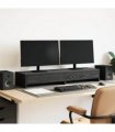 vidaXL Monitor Stand with Drawers Black Oak 100x27x15cm Engineered Wood — Size: 100 x 27 x 15 cm