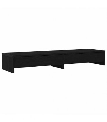 vidaXL Monitor Stand with Drawers Black Oak 100x27x15cm Engineered Wood — Size: 100 x 27 x 15 cm