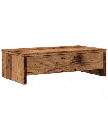 vidaXL Monitor Stand with Drawers Old Wood 50x27x15 cm Engineered Wood — Size: 50 x 27 x 15 cm