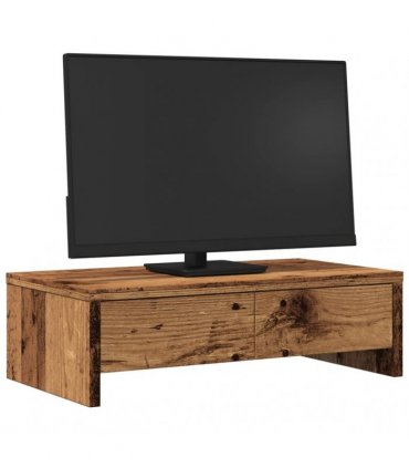 vidaXL Monitor Stand with Drawers Old Wood 50x27x15 cm Engineered Wood — Size: 50 x 27 x 15 cm