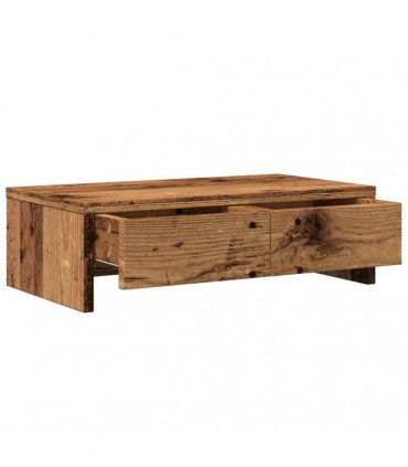 vidaXL Monitor Stand with Drawers Old Wood 50x27x15 cm Engineered Wood — Size: 50 x 27 x 15 cm