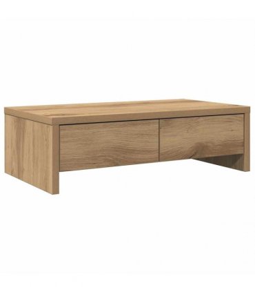 vidaXL Monitor Stand with Drawers Artisian Oak 50x27x15 cm Engineered Wood — Size: 50 x 27 x 15 cm