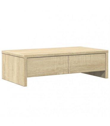 vidaXL Monitor Stand with Drawers Sonoma Oak 50x27x15 cm Engineered Wood — Size: 50 x 27 x 15 cm