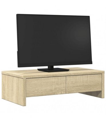 vidaXL Monitor Stand with Drawers Sonoma Oak 50x27x15 cm Engineered Wood — Size: 50 x 27 x 15 cm