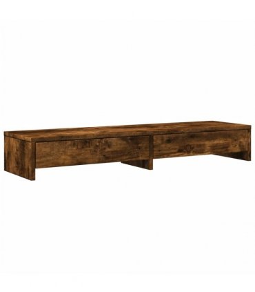 vidaXL Monitor Stand with Drawers Smoked Oak 100x27x15 cm Engineered Wood — Size: 100 x 27 x 15 cm