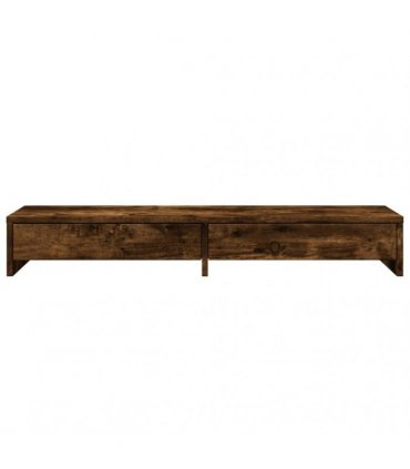 vidaXL Monitor Stand with Drawers Smoked Oak 100x27x15 cm Engineered Wood — Size: 100 x 27 x 15 cm