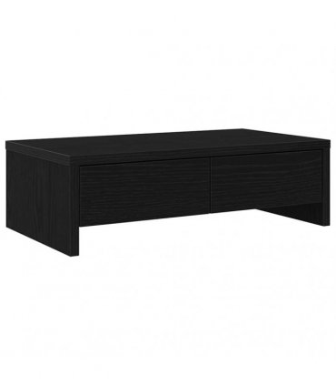 vidaXL Monitor Stand with Drawers Black Oak 50x27x15 cm Engineered Wood — Size: 50 x 27 x 15 cm
