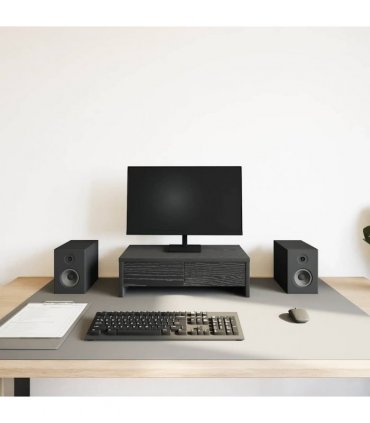 vidaXL Monitor Stand with Drawers Black Oak 50x27x15 cm Engineered Wood — Size: 50 x 27 x 15 cm