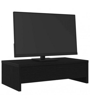 vidaXL Monitor Stand with Drawers Black Oak 50x27x15 cm Engineered Wood — Size: 50 x 27 x 15 cm