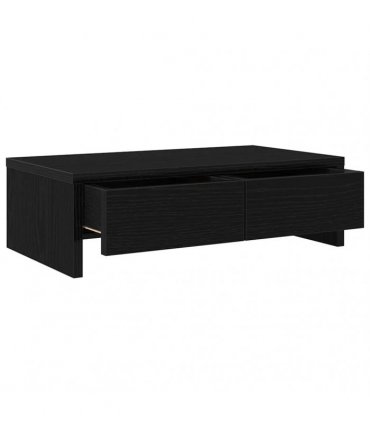 vidaXL Monitor Stand with Drawers Black Oak 50x27x15 cm Engineered Wood — Size: 50 x 27 x 15 cm