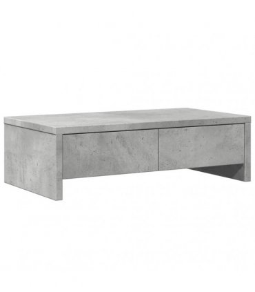 vidaXL Monitor Stand with Drawers Concrete Grey 50x27x15 cm Engineered Wood — Size: 50 x 27 x 15 cm