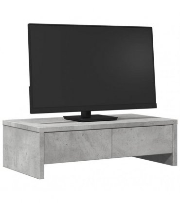 vidaXL Monitor Stand with Drawers Concrete Grey 50x27x15 cm Engineered Wood — Size: 50 x 27 x 15 cm