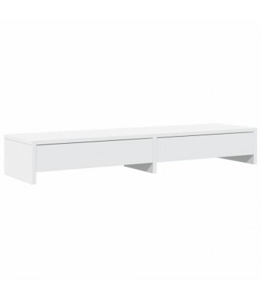 vidaXL Monitor Stand with Drawers White 100x27x15 cm Engineered Wood — Size: 100 x 27 x 15 cm