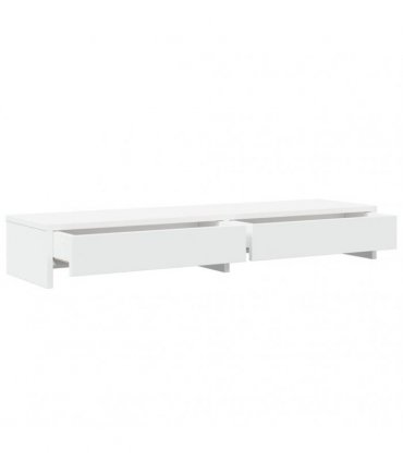 vidaXL Monitor Stand with Drawers White 100x27x15 cm Engineered Wood — Size: 100 x 27 x 15 cm