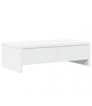 vidaXL Monitor Stand with Drawers White 50x27x15 cm Engineered Wood — Size: 50 x 27 x 15 cm