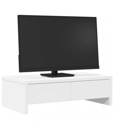 vidaXL Monitor Stand with Drawers White 50x27x15 cm Engineered Wood — Size: 50 x 27 x 15 cm