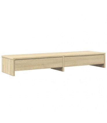 vidaXL Monitor Stand with Drawers Sonoma Oak 100x27x15 cm Engineered Wood — Size: 100 x 27 x 15 cm