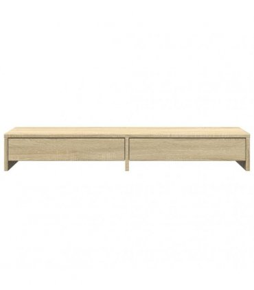 vidaXL Monitor Stand with Drawers Sonoma Oak 100x27x15 cm Engineered Wood — Size: 100 x 27 x 15 cm