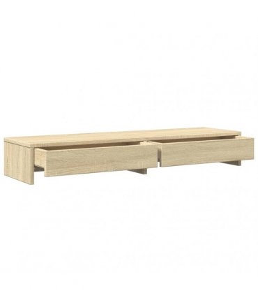 vidaXL Monitor Stand with Drawers Sonoma Oak 100x27x15 cm Engineered Wood — Size: 100 x 27 x 15 cm