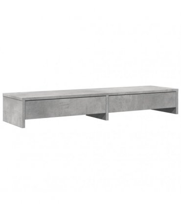 vidaXL Monitor Stand with Drawers Concrete Grey 100x27x15 cm Engineered Wood — Size: 100 x 27 x 15 cm