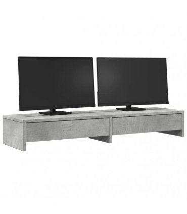 vidaXL Monitor Stand with Drawers Concrete Grey 100x27x15 cm Engineered Wood — Size: 100 x 27 x 15 cm