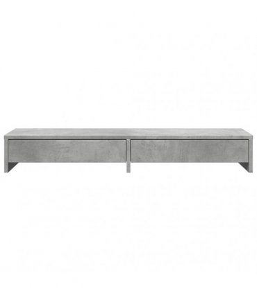 vidaXL Monitor Stand with Drawers Concrete Grey 100x27x15 cm Engineered Wood — Size: 100 x 27 x 15 cm