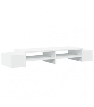 vidaXL Monitor Stand with Storage White 100x27x15 cm Engineered Wood — Size: 100 x 27 x 15 cm