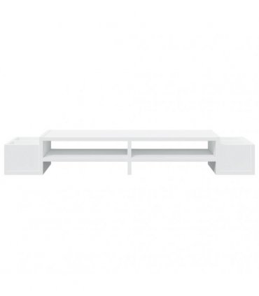 vidaXL Monitor Stand with Storage White 100x27x15 cm Engineered Wood — Size: 100 x 27 x 15 cm