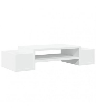 vidaXL Monitor Stand with Storage White 70x27x15 cm Engineered Wood — Size: 70 x 27 x 15 cm