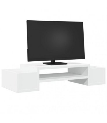 vidaXL Monitor Stand with Storage White 70x27x15 cm Engineered Wood — Size: 70 x 27 x 15 cm