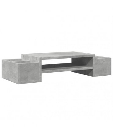 vidaXL Monitor Stand with Storage Concrete Grey 70x27x15 cm Engineered Wood — Size: 70 x 27 x 15 cm