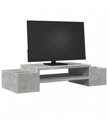vidaXL Monitor Stand with Storage Concrete Grey 70x27x15 cm Engineered Wood — Size: 70 x 27 x 15 cm