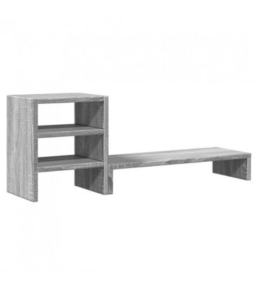 vidaXL Monitor Stand with Desk Organiser Grey Sonoma Engineered Wood