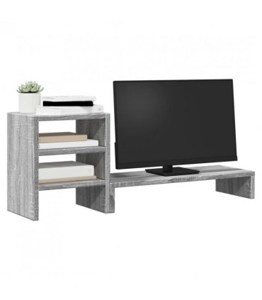 vidaXL Monitor Stand with Desk Organiser Grey Sonoma Engineered Wood
