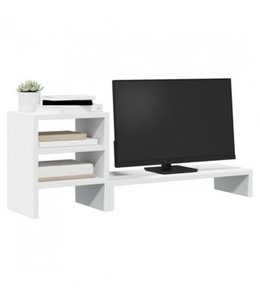 vidaXL Monitor Stand with Desk Organiser White Engineered Wood