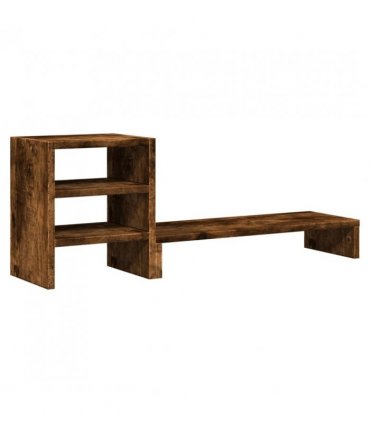 vidaXL Monitor Stand with Desk Organiser Smoked Oak Engineered Wood