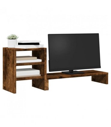 vidaXL Monitor Stand with Desk Organiser Smoked Oak Engineered Wood