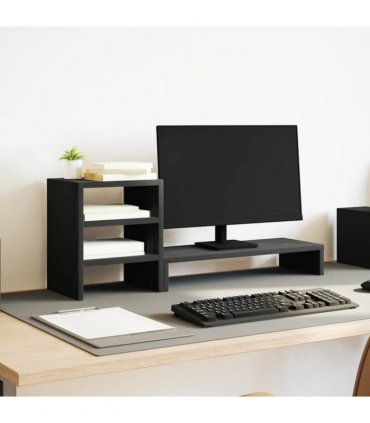 vidaXL Monitor Stand with Desk Organiser Black Oak Engineered Wood