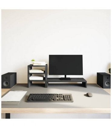 vidaXL Monitor Stand with Desk Organiser Black Oak Engineered Wood