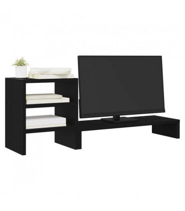 vidaXL Monitor Stand with Desk Organiser Black Oak Engineered Wood