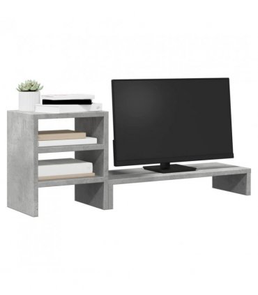 vidaXL Monitor Stand with Desk Organiser Concrete Grey Engineered Wood