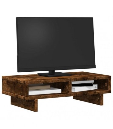 vidaXL Monitor Stand Smoked Oak 50x27x15 cm Engineered Wood — Size: 50 x 27 x 15 cm