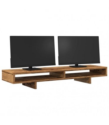 vidaXL Monitor Stand Old Wood 100x27x15 cm Engineered Wood — Size: 100 x 27 x 15 cm