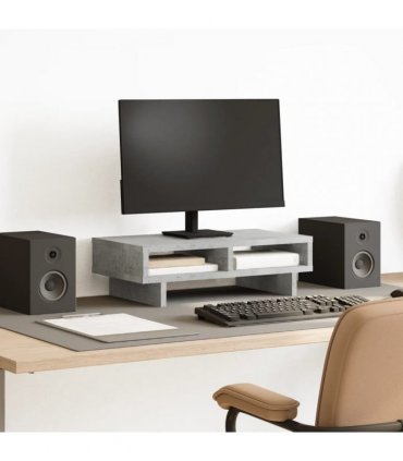 vidaXL Monitor Stand Concrete Grey 50x27x15 cm Engineered Wood — Size: 50 x 27 x 15 cm